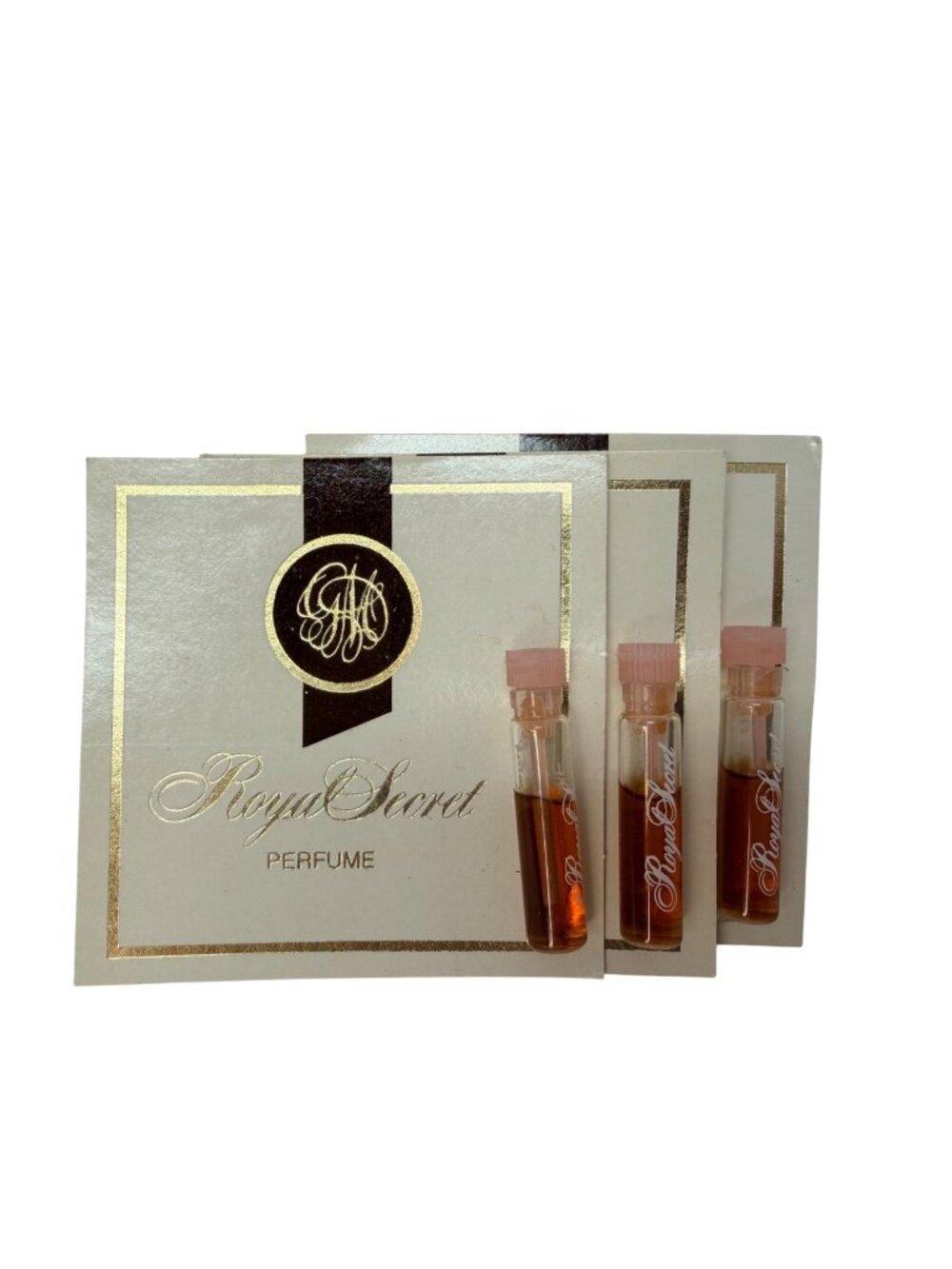 3 Vintage ROYAL SECRET Perfume Carded Samples Germaine Monteil Original Formula